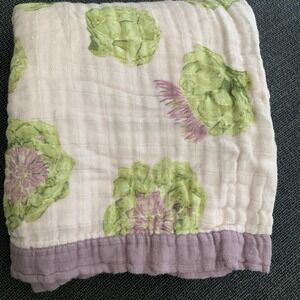 MILKBARN‎ Flower Lovey Three-Layer Muslin Security Purple Green Thistle Blanket